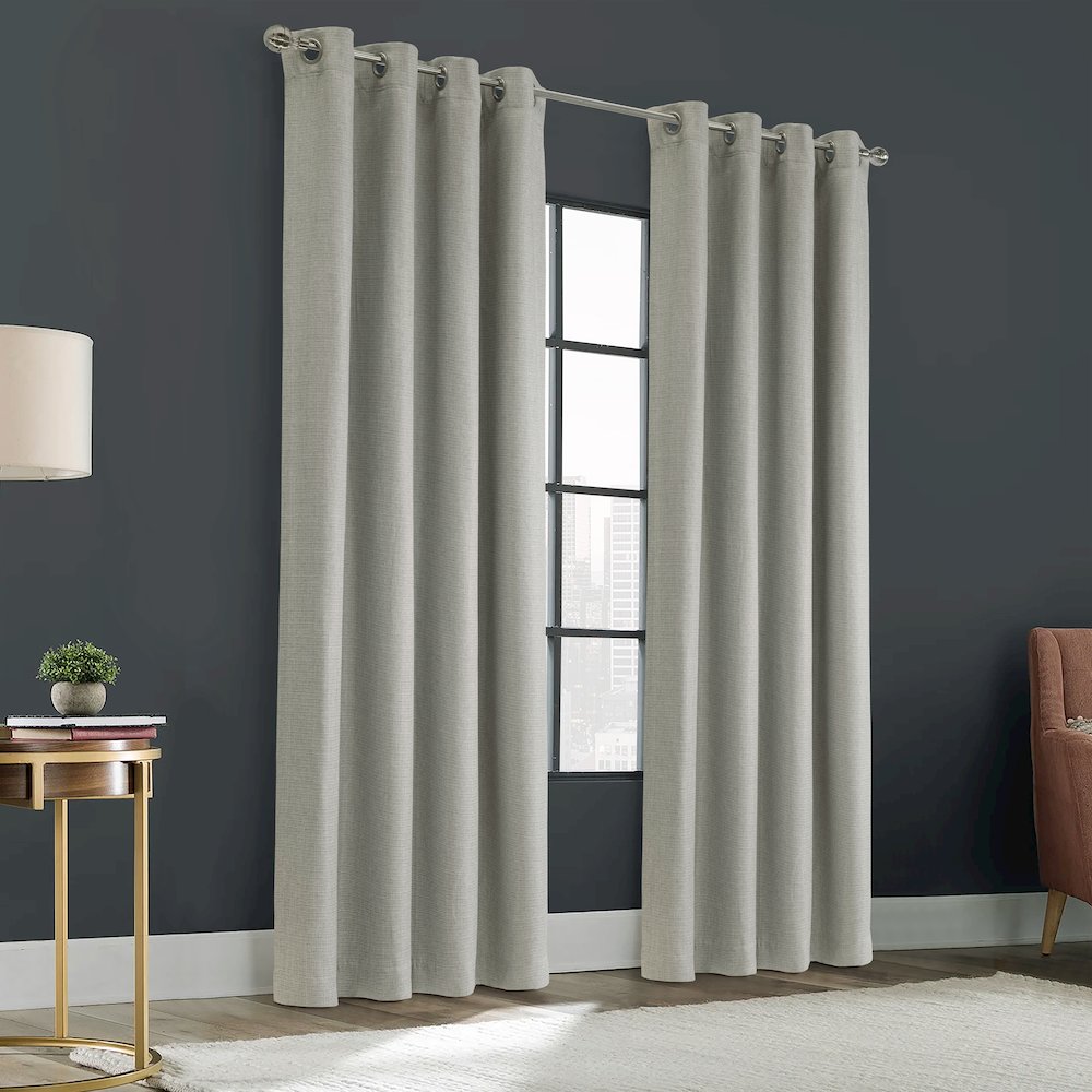 Zoey Room Darkening Grommet Curtain Panel 52 x 108 in Grey. Picture 5