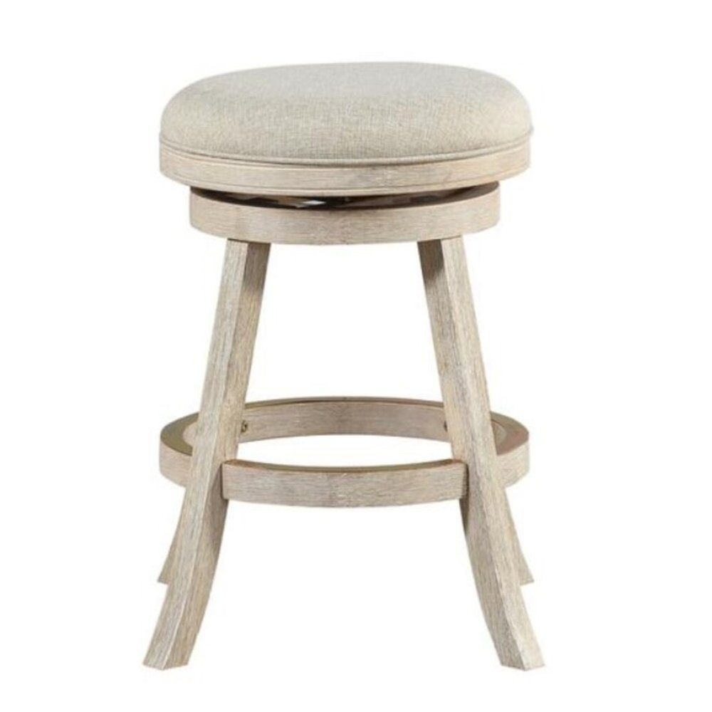 Fenton Swivel Backless Counter Stool - Ivory Wire-Brush. Picture 2