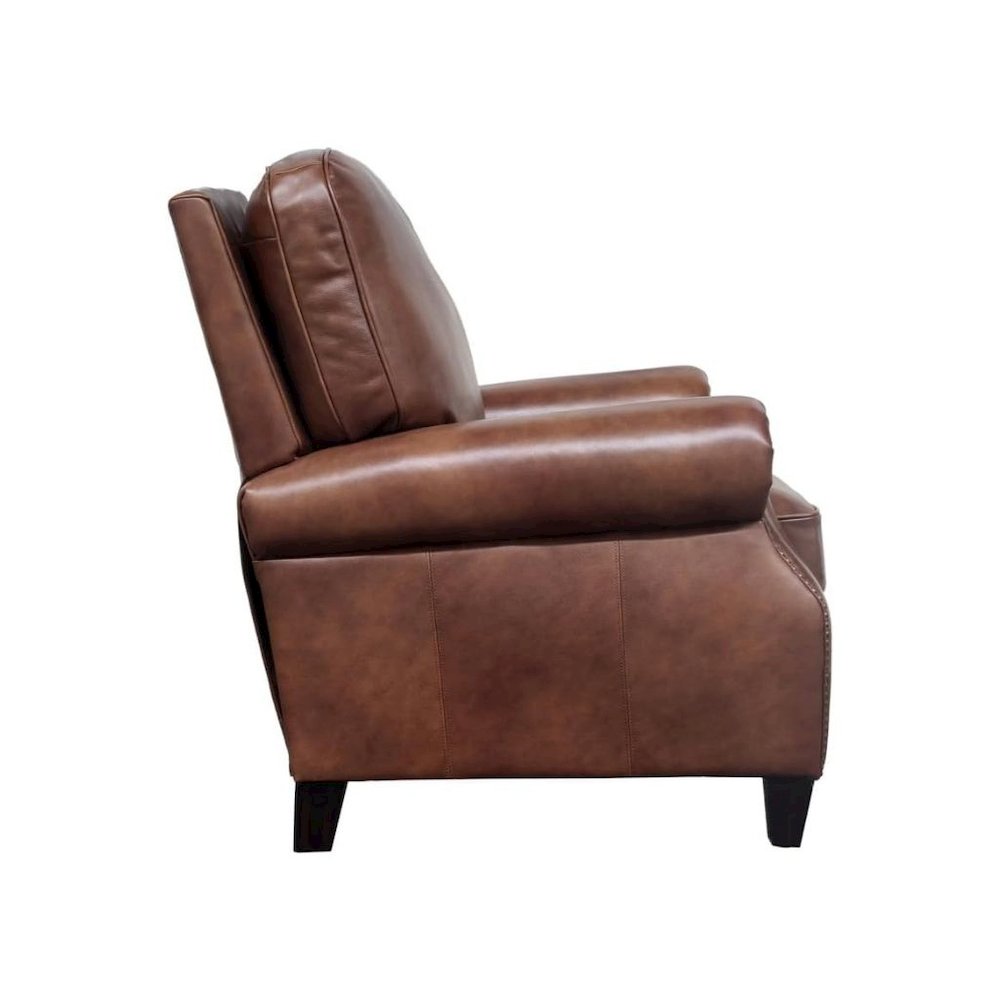 Brown Leather Mid Century Recliner Chair with Footrest Extension. Picture 7