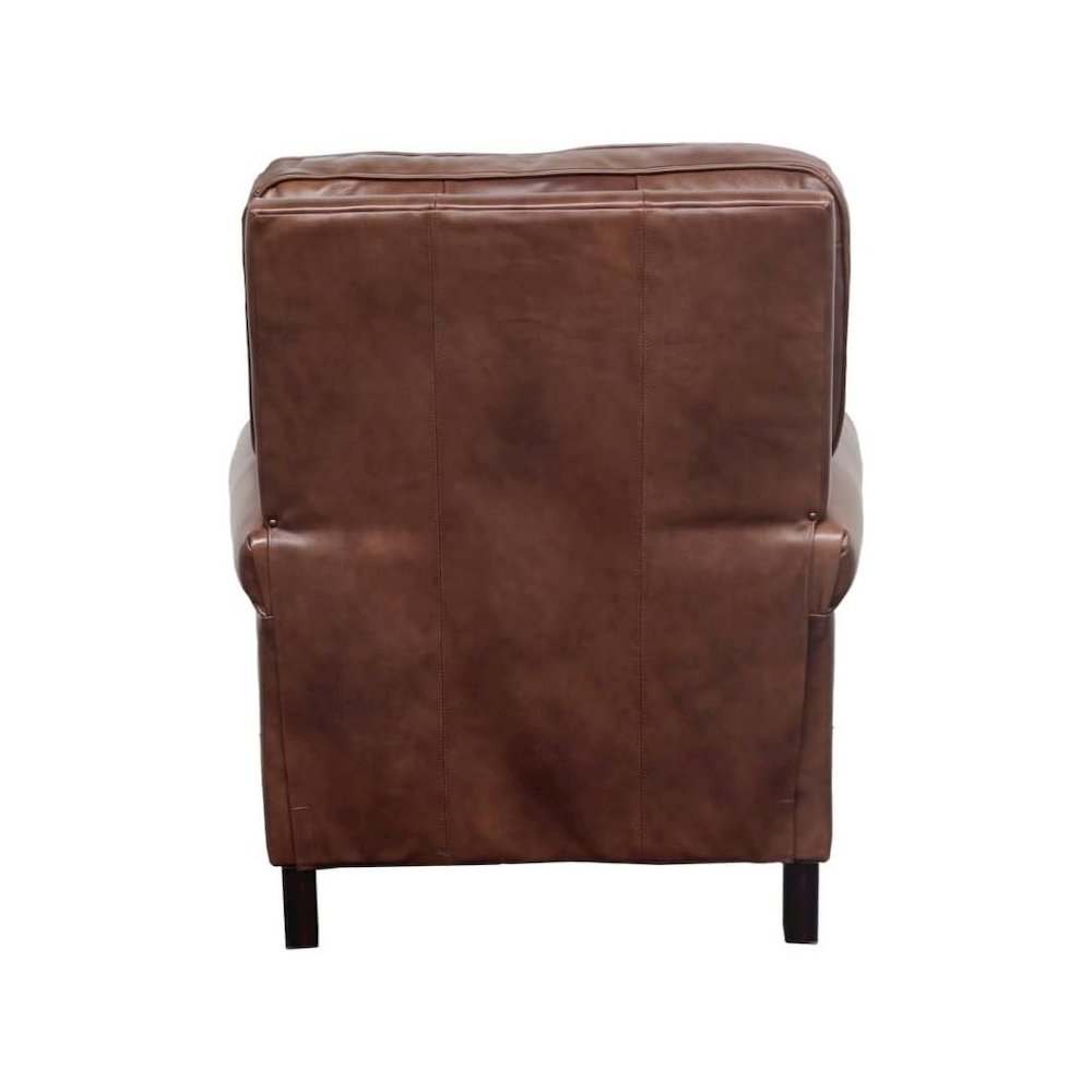 Brown Leather Mid Century Recliner Chair with Footrest Extension. Picture 8