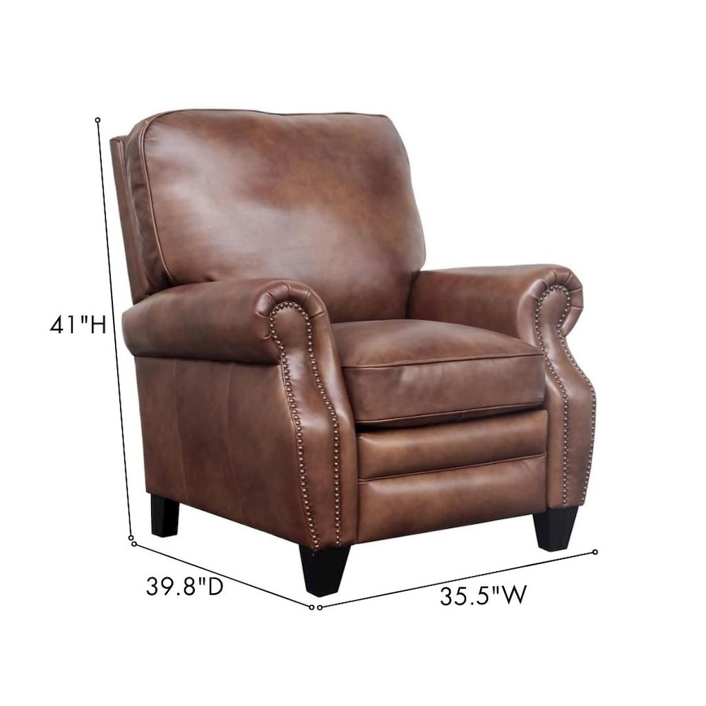 Brown Leather Mid Century Recliner Chair with Footrest Extension. Picture 9