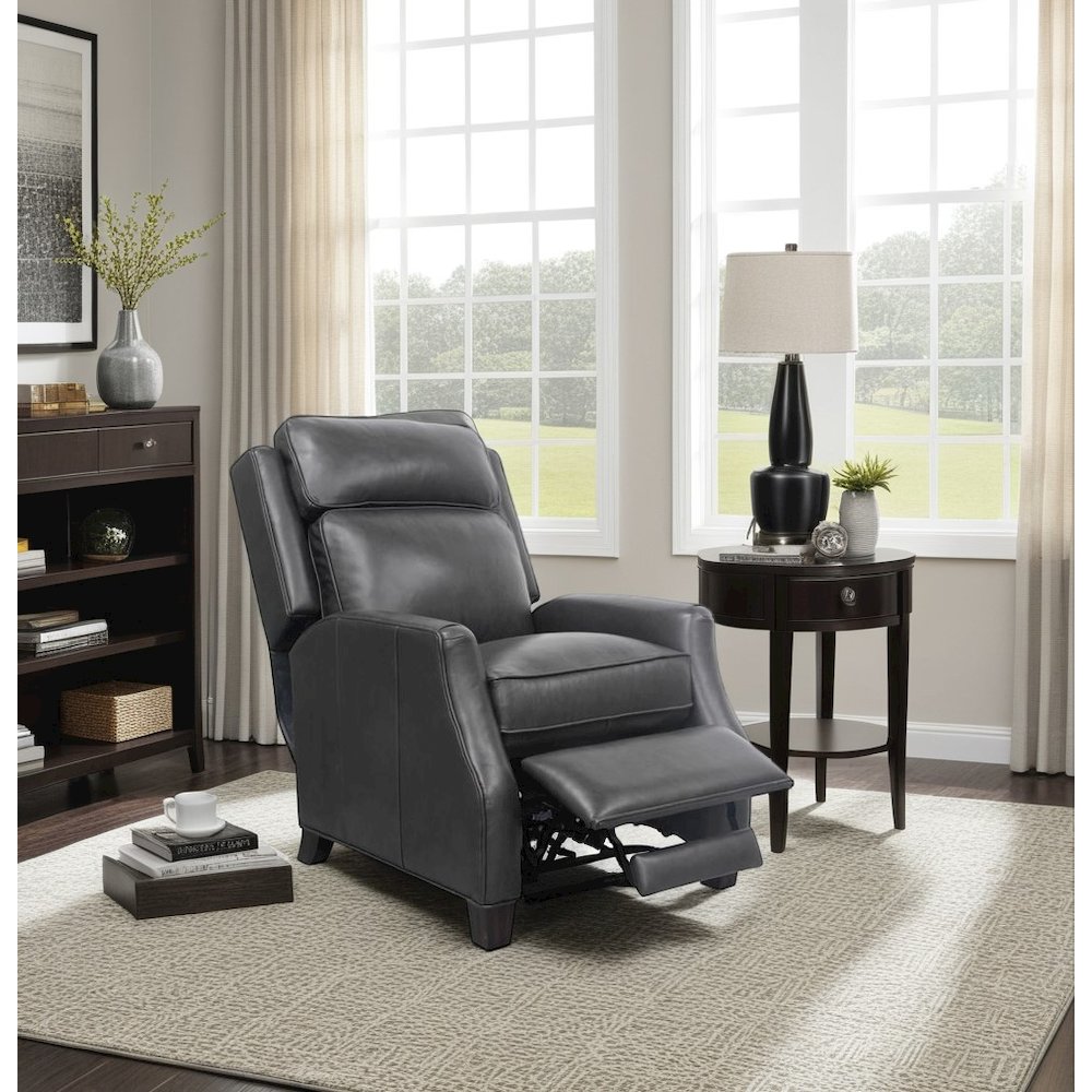 Gray Leather Recliner with Hardwood Plywood Frame for Maximum Comfort. Picture 4