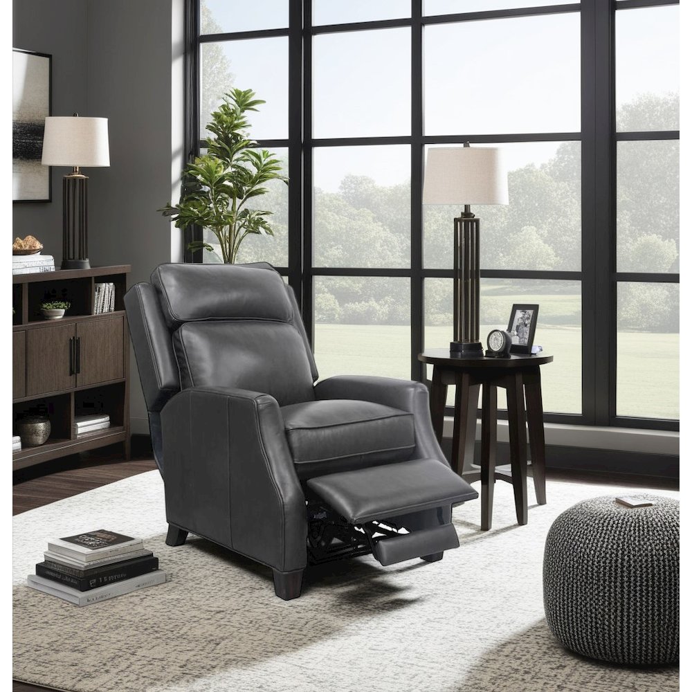 Gray Leather Recliner with Hardwood Plywood Frame for Maximum Comfort. Picture 5