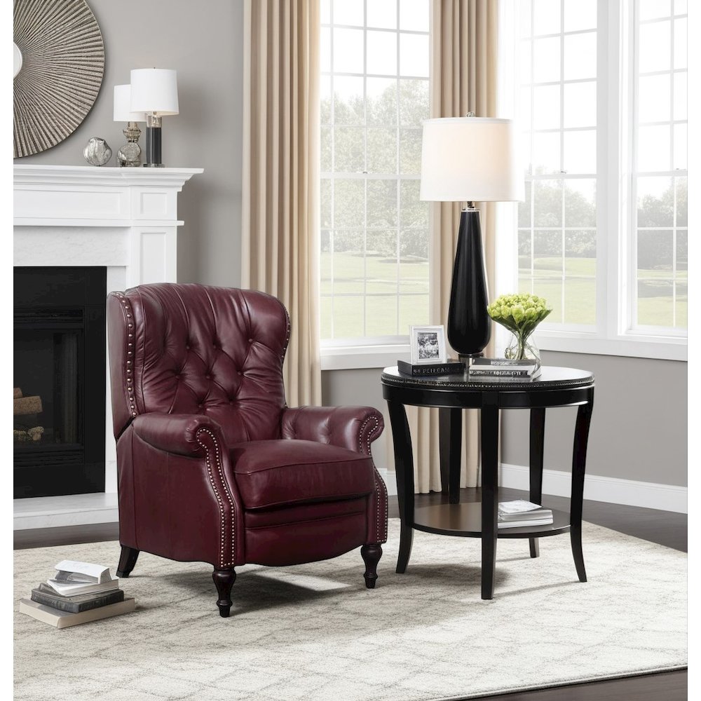 Red Leather Recliner with Hardwood Plywood Frame for Stylish Comfort. Picture 5