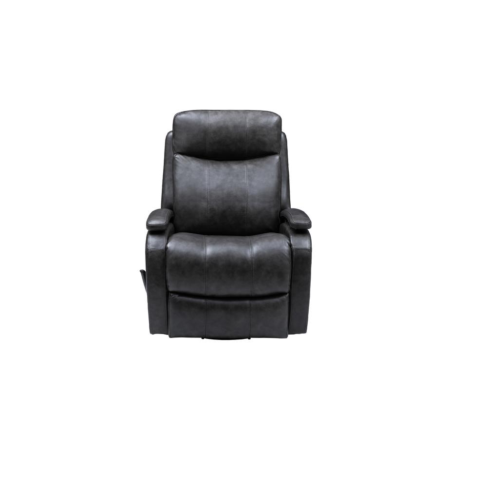 Gray Leather Swivel Glider Recliner with Hardwood Plywood Frame and Comfort. Picture 1