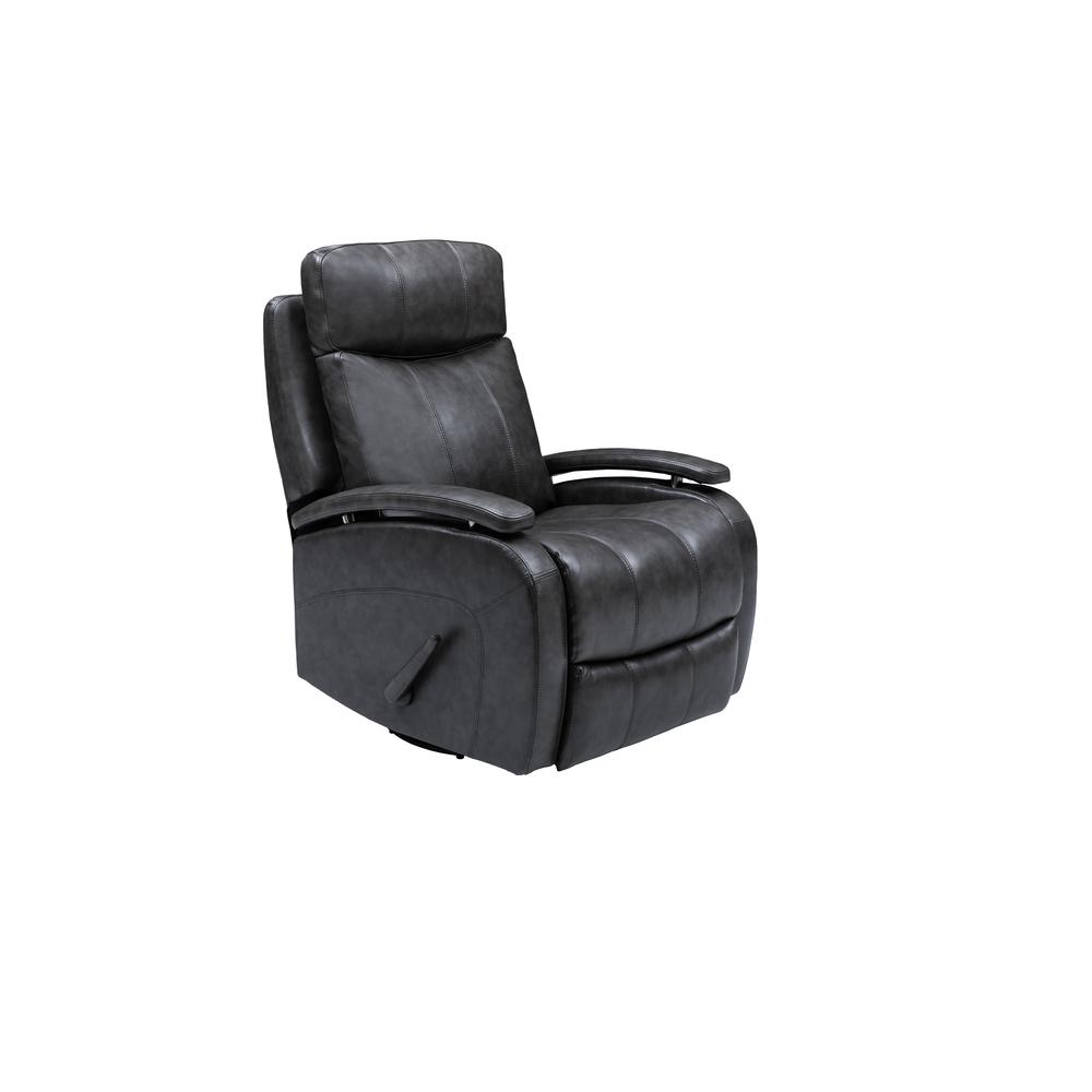 Gray Leather Swivel Glider Recliner with Hardwood Plywood Frame and Comfort. Picture 2