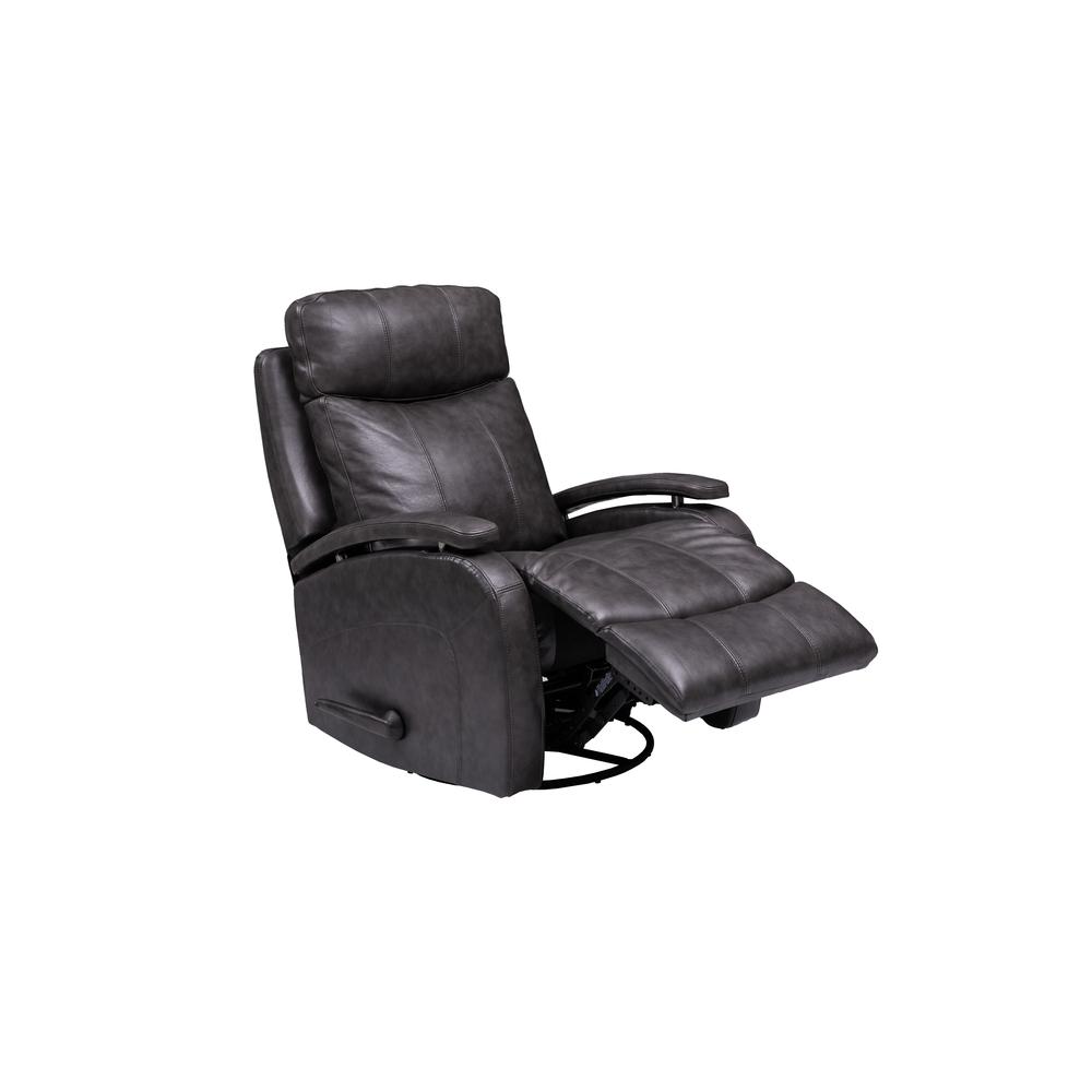 Gray Leather Swivel Glider Recliner with Hardwood Plywood Frame and Comfort. Picture 3