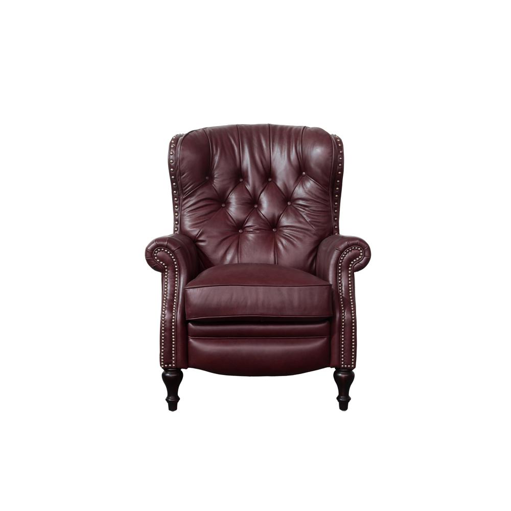 Red Leather Recliner with Hardwood Plywood Frame for Stylish Comfort. Picture 1