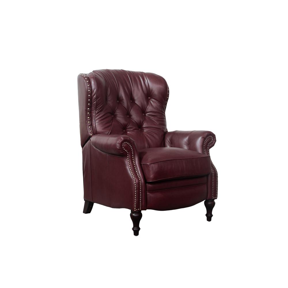 Red Leather Recliner with Hardwood Plywood Frame for Stylish Comfort. Picture 2