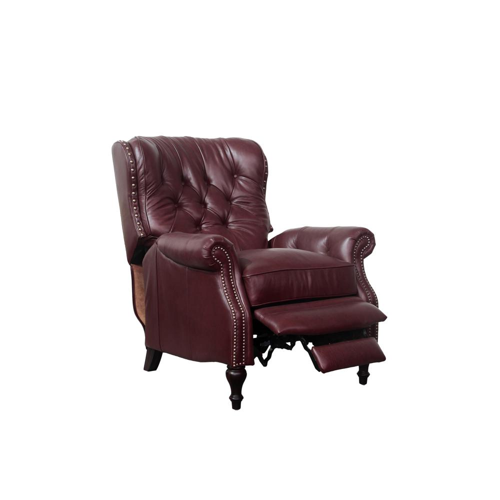 Red Leather Recliner with Hardwood Plywood Frame for Stylish Comfort. Picture 3