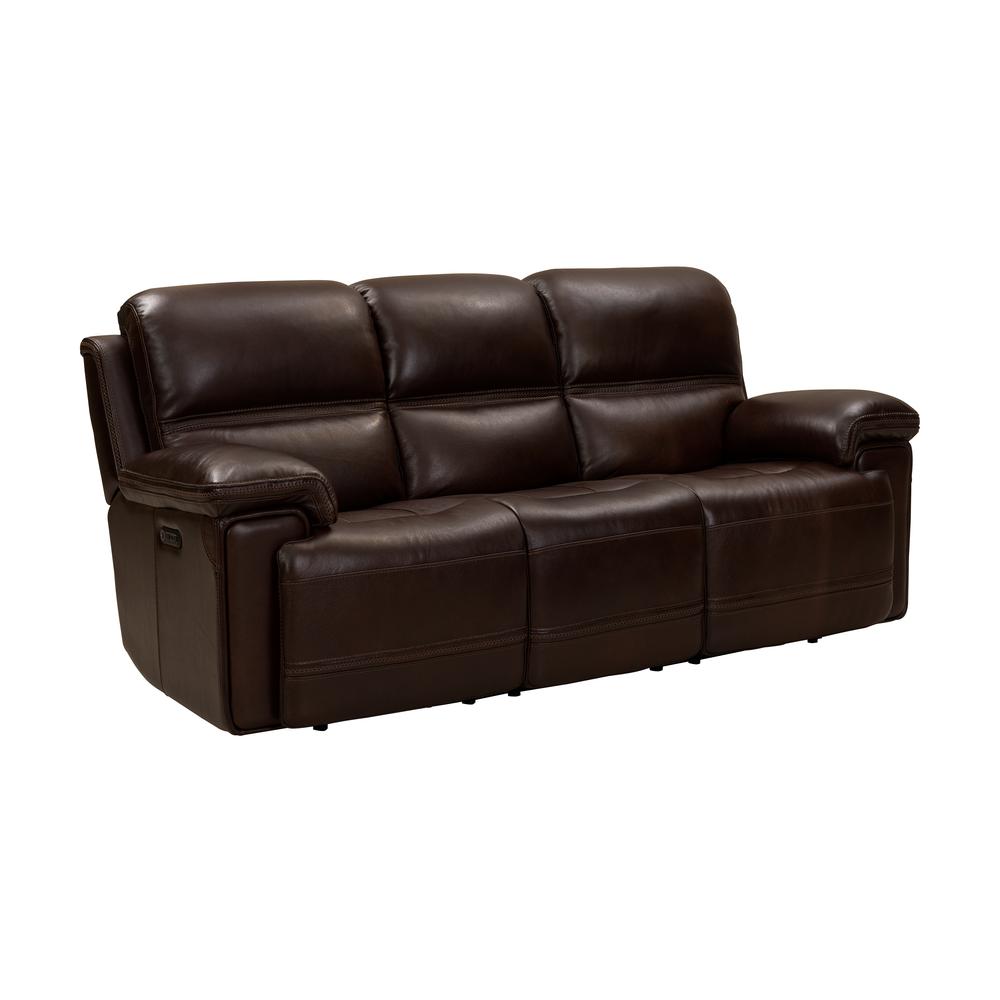 Brown Leather Power Reclining Sofa with Adjustable Headrests and Comfort. Picture 1