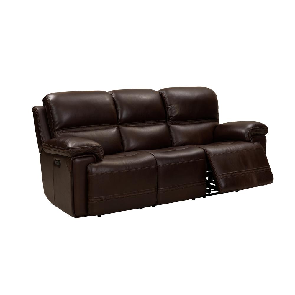 Brown Leather Power Reclining Sofa with Adjustable Headrests and Comfort. Picture 3