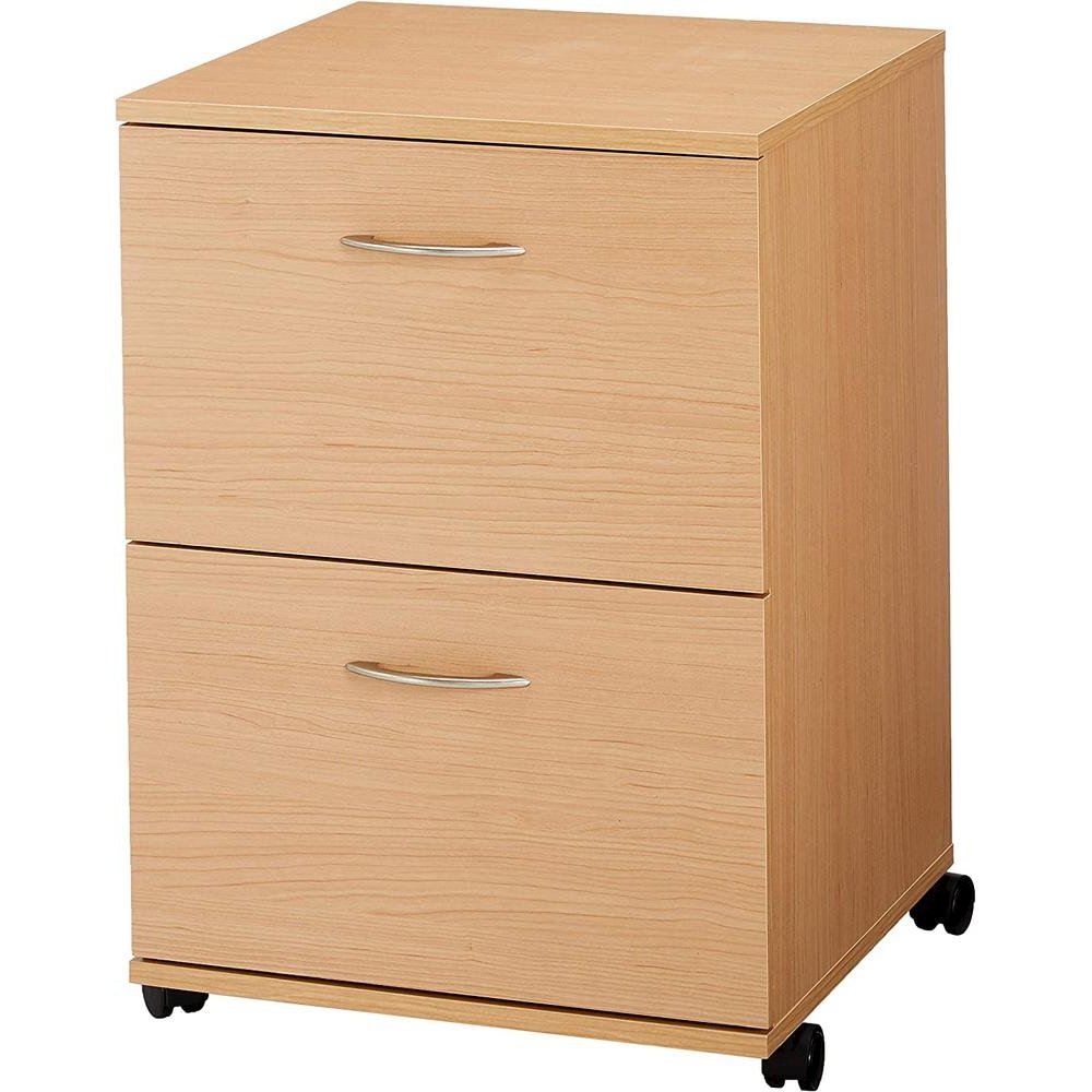 2-Drawer Essentials Rolling Filing Cabinet, Natural Maple. Picture 2