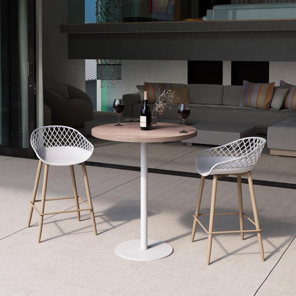 Jamesdar Kurv Counter Stool, White and Natural (Set of 2). Picture 2