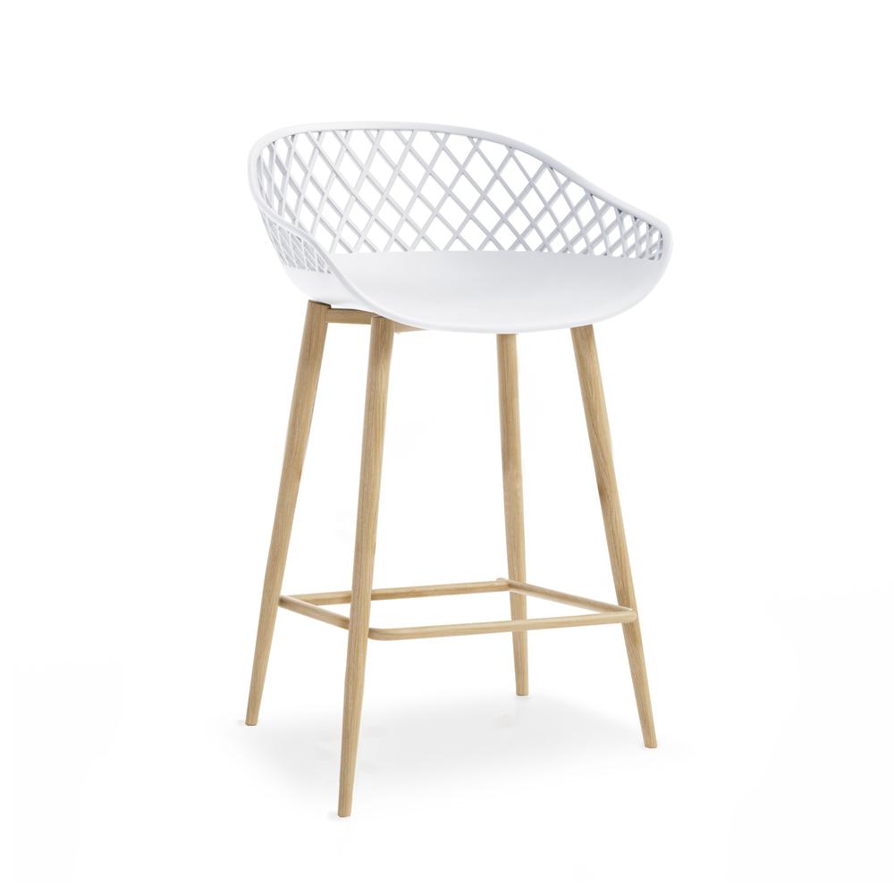 Jamesdar Kurv Counter Stool, White and Natural (Set of 2). Picture 3