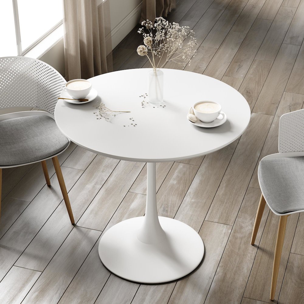 Jamesdar Kurv 31.5 in. Cafe Table, White. Picture 5