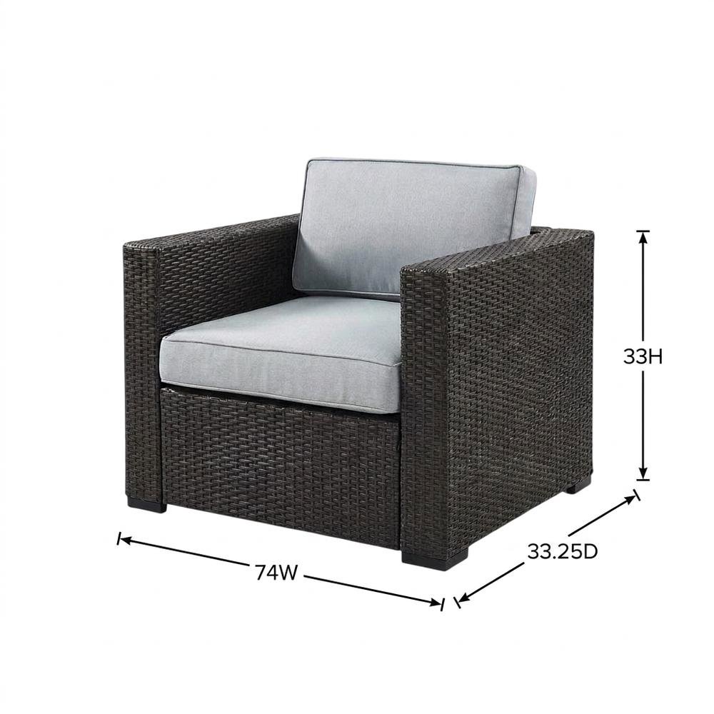 Outdoor Wicker Chair Set in Mist/Brown with Armrests and Durable Frame. Picture 2