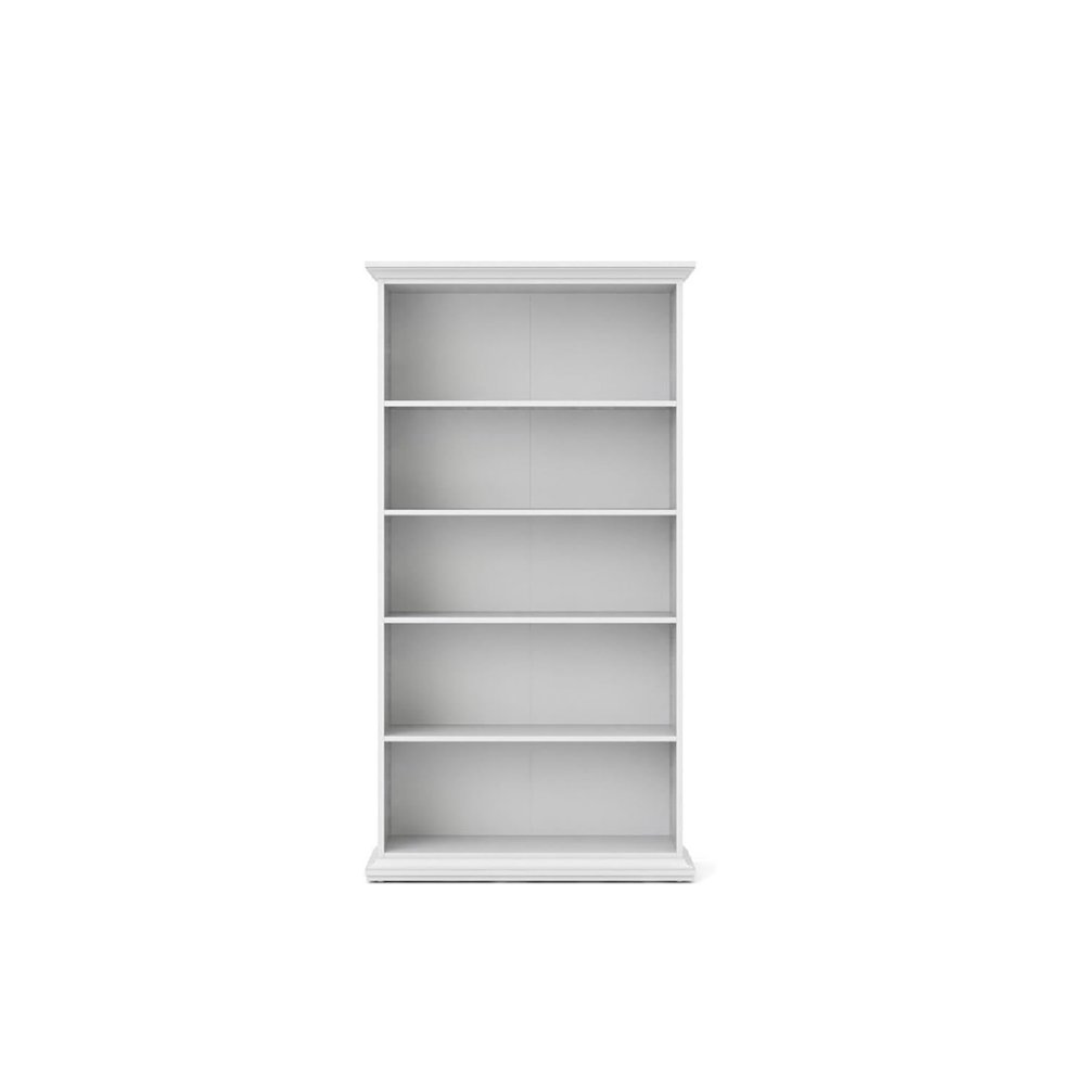 White 5 Shelf Bookcase - Elegant Tall Bookshelf for Home and Office Use. Picture 3