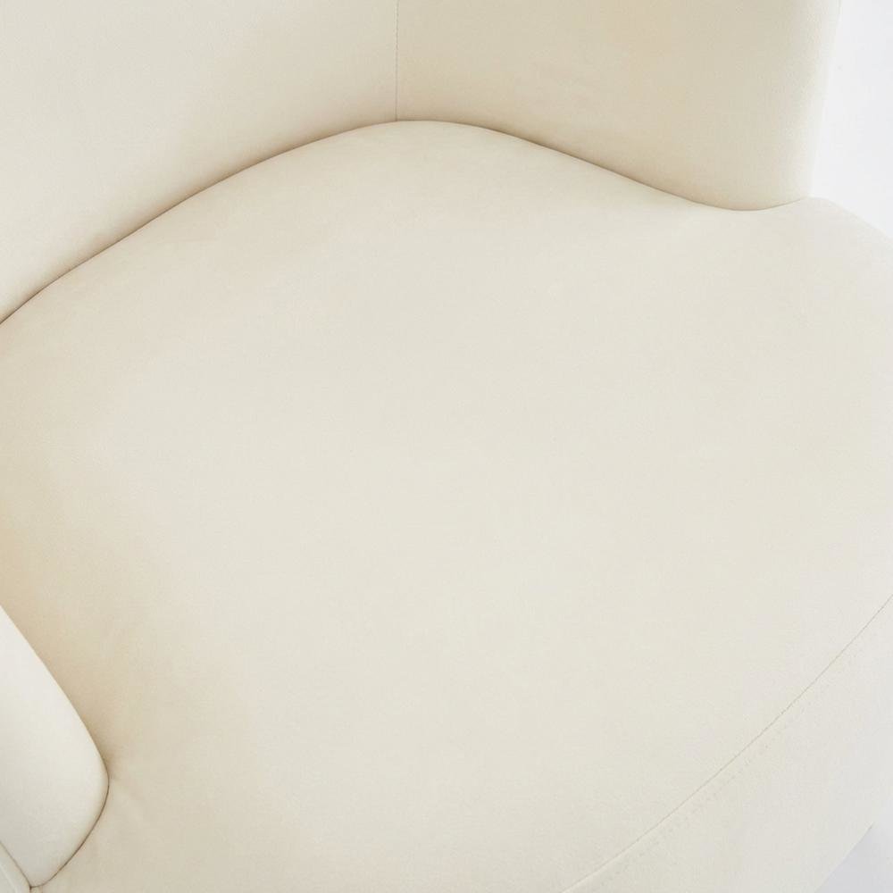 Beige Velvet Wingback Chair With Gold Frame And Channel Tufted Back. Picture 5