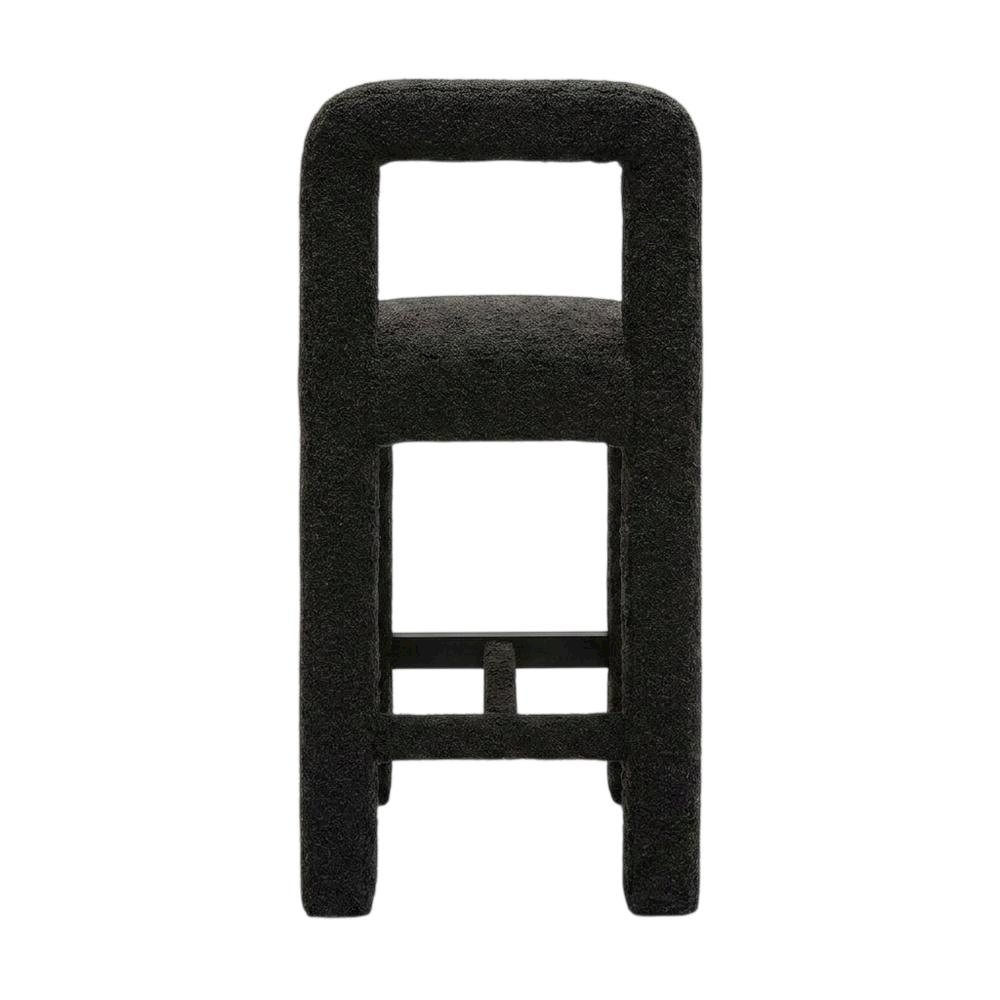 Black Boucle Counter Stool with Modern Design and Comfortable Seat. Picture 1