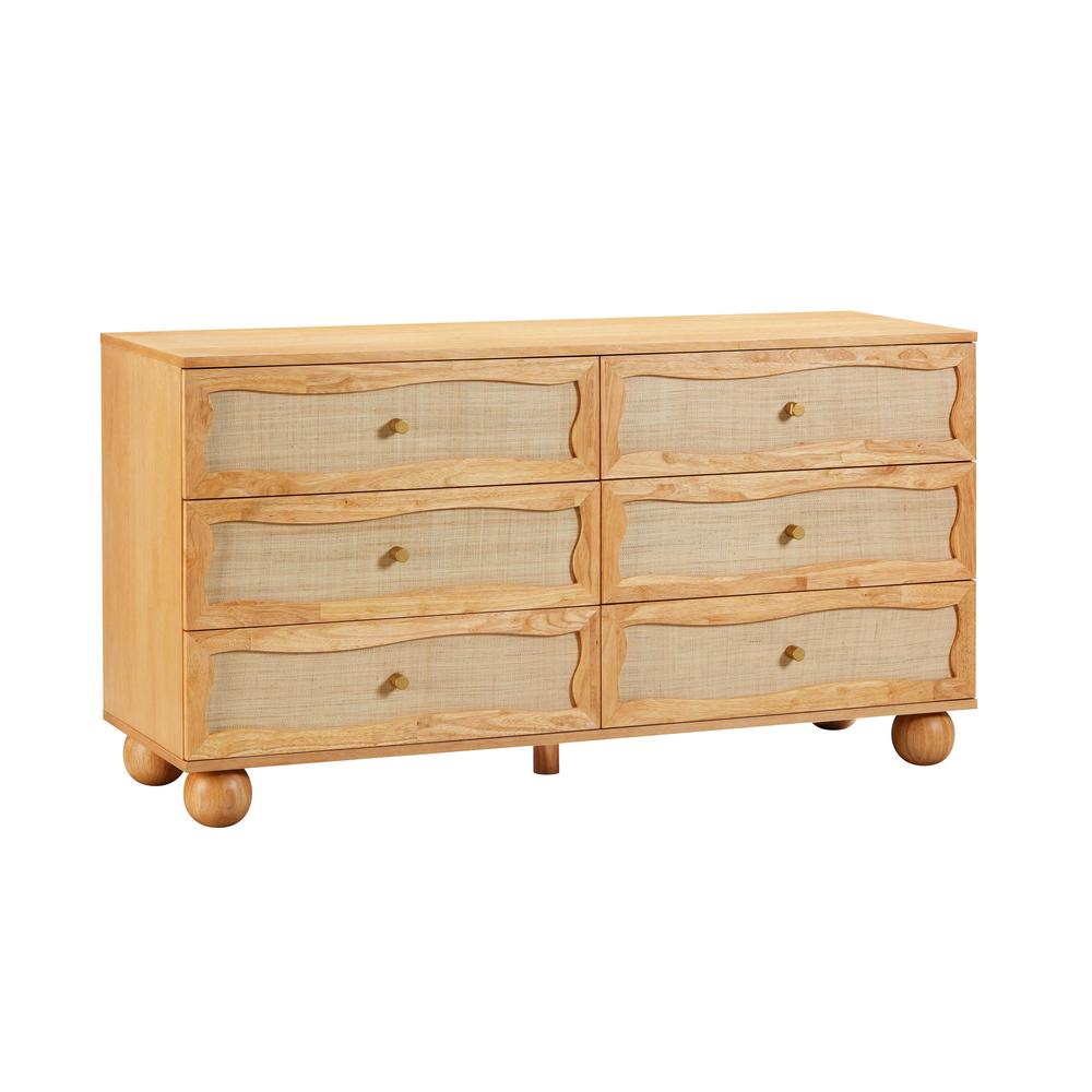 Grappa Natural Wood & Rattan Wavy Dresser. Picture 6