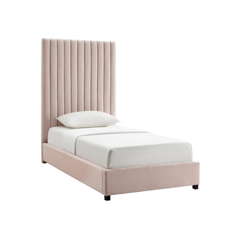 Arabelle Blush Velvet Bed in Twin. Picture 1