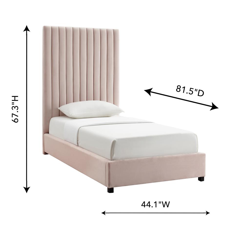 Arabelle Blush Velvet Bed in Twin. Picture 12