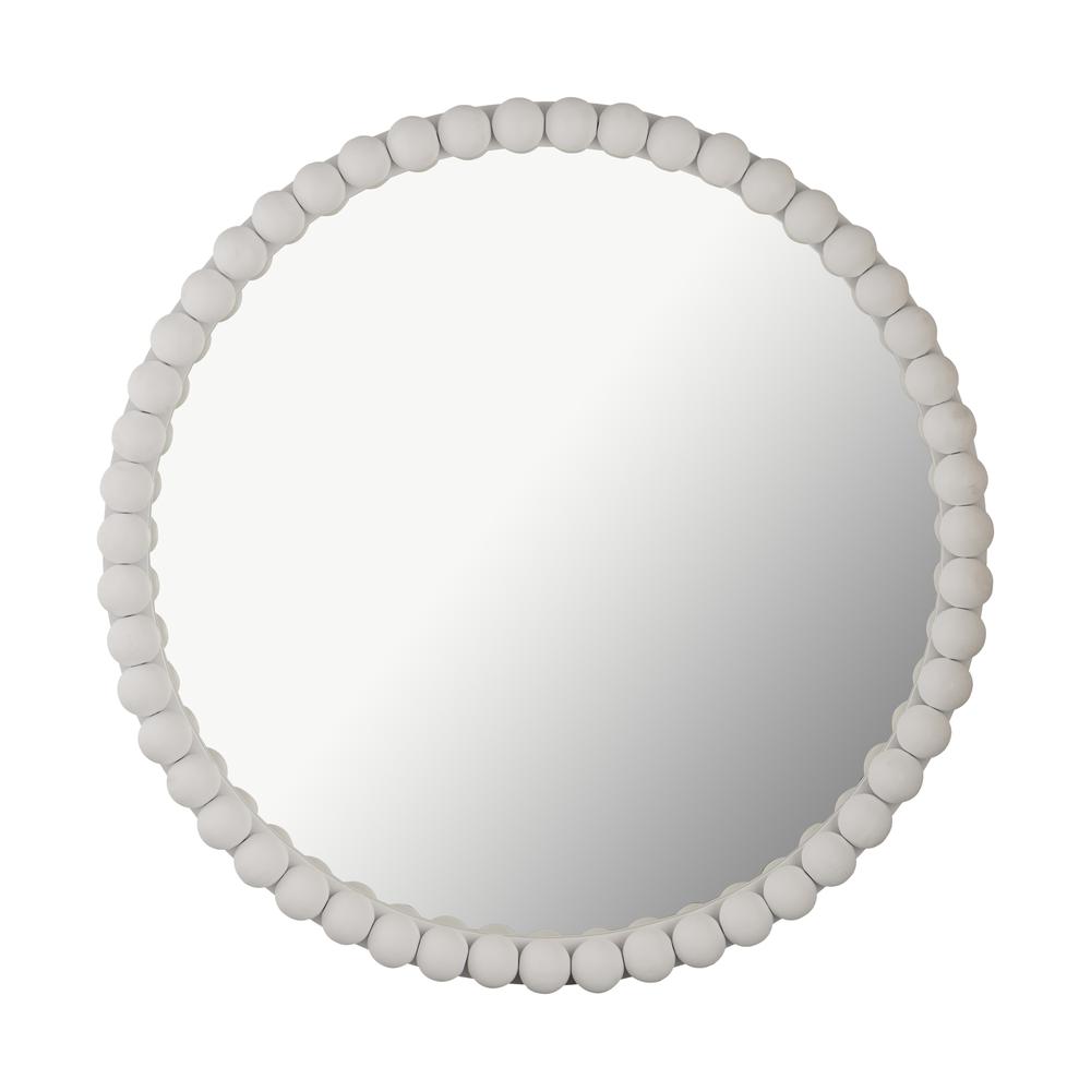 Baria White Wooden Mirror. Picture 1