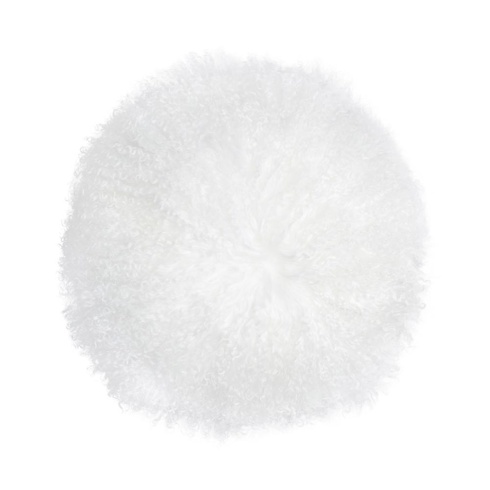 New Zealand White Sheepskin 16" Round Pillow. Picture 1