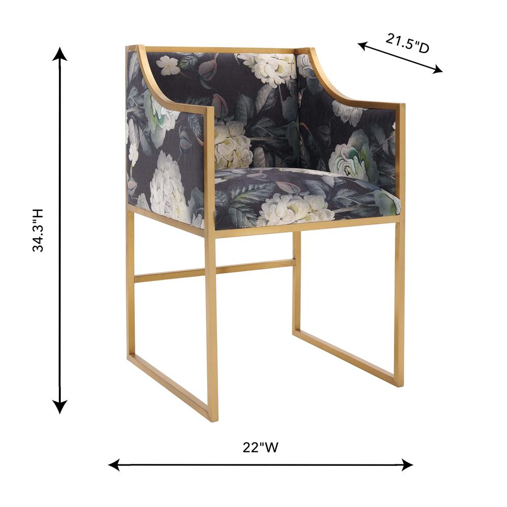 Atara Floral Velvet Gold Chair. Picture 13