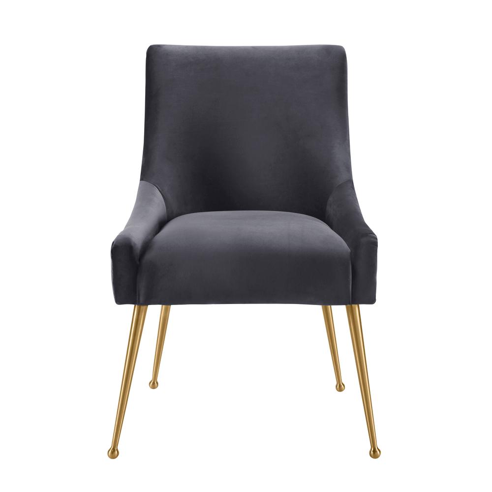 Beatrix Pleated Grey Velvet Side Chair. Picture 12
