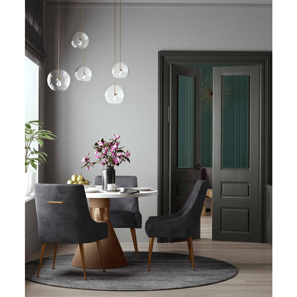 Beatrix Pleated Grey Velvet Side Chair. Picture 10