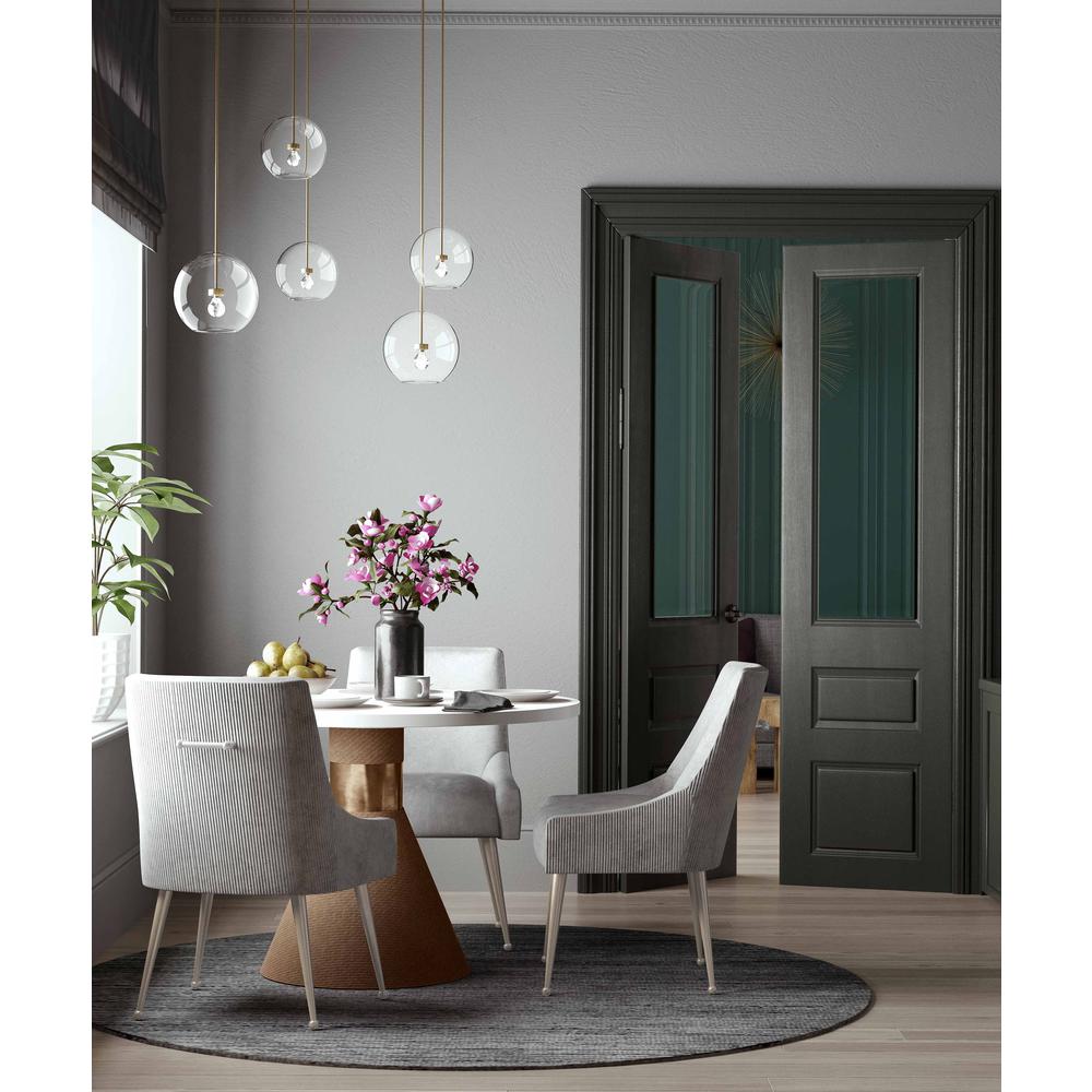 Beatrix Pleated Light Grey Velvet Side Chair - Silver Legs. Picture 13