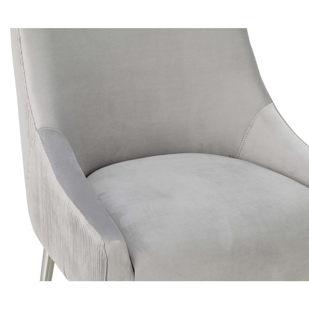 Beatrix Pleated Light Grey Velvet Bar Stool. Picture 13
