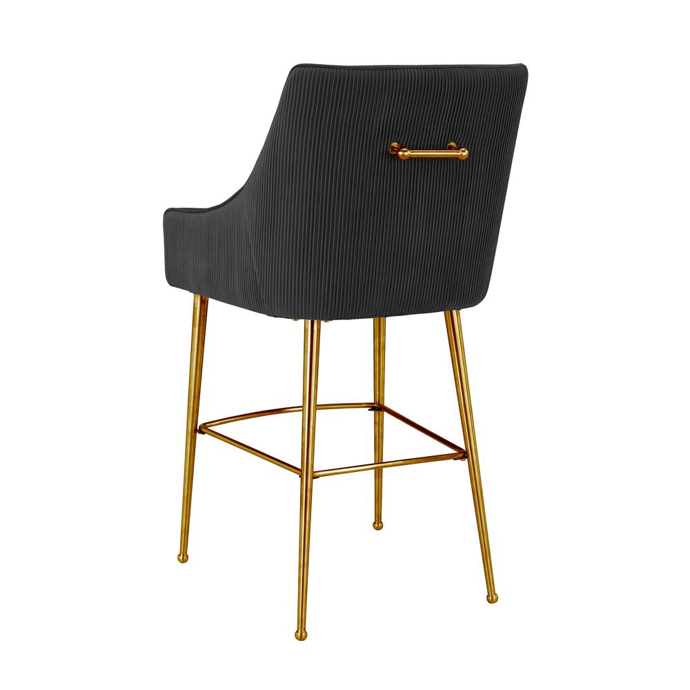 Beatrix Pleated Black Velvet Bar Stool. Picture 11