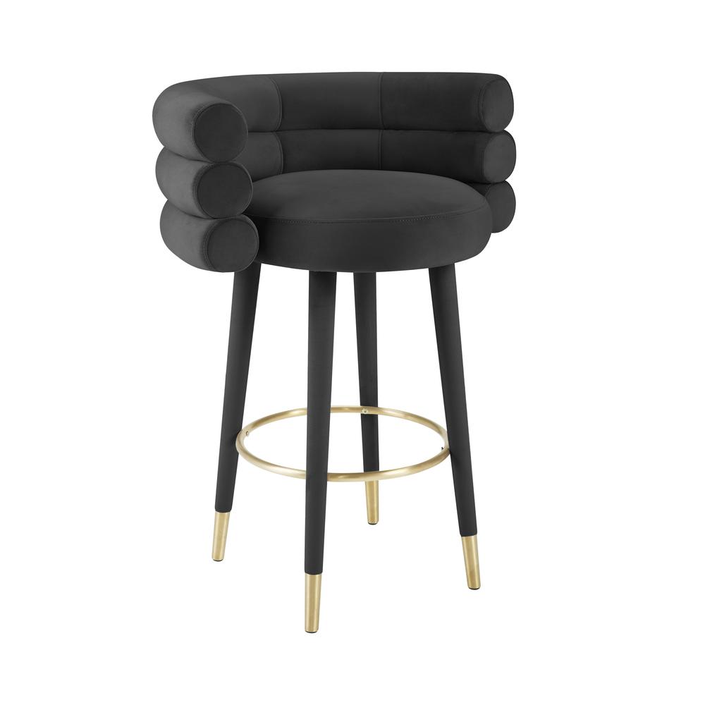 Betty Black Velvet Barstool. Picture 1