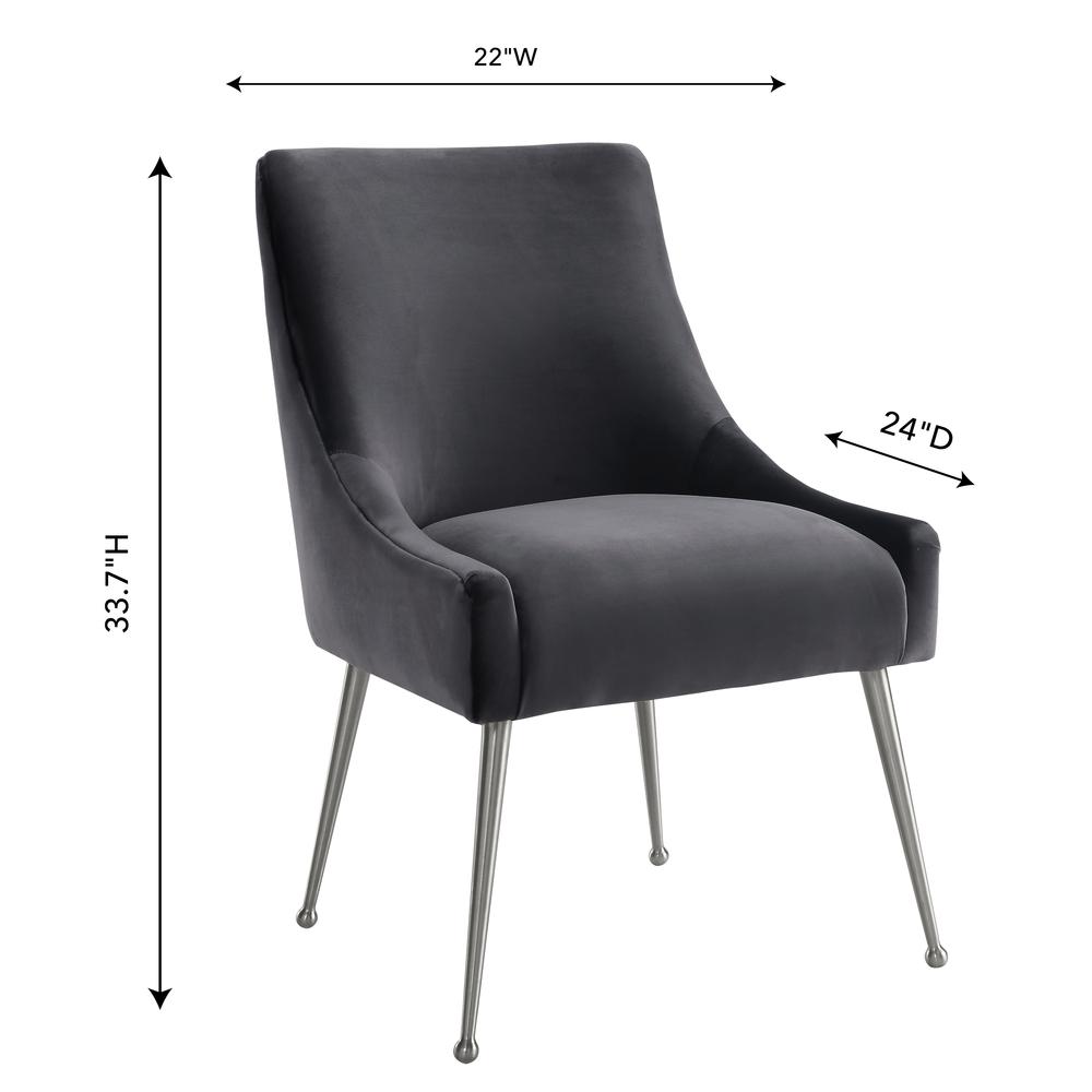Beatrix Grey Velvet Side Chair with Silver Leg. Picture 19