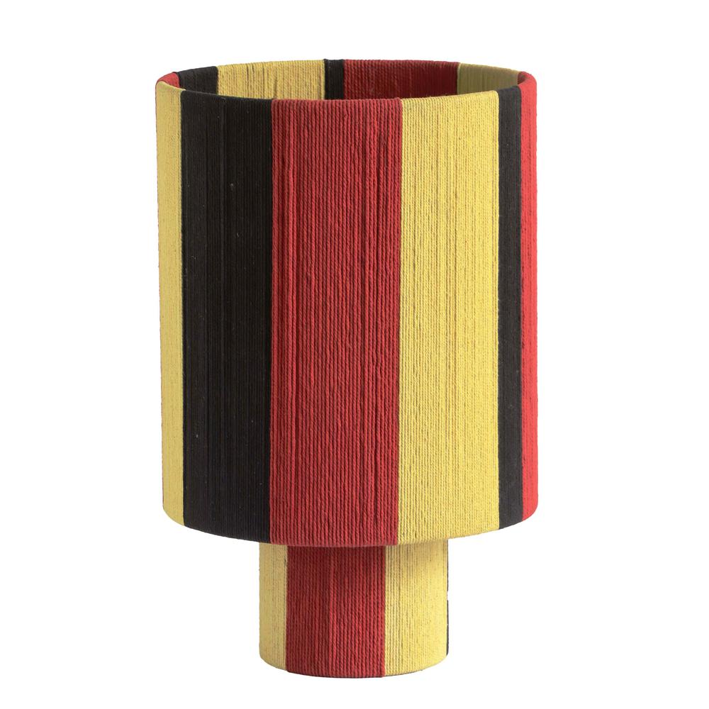 Guinevere Red and Yellow Striped Cotton Table Lamp. Picture 5