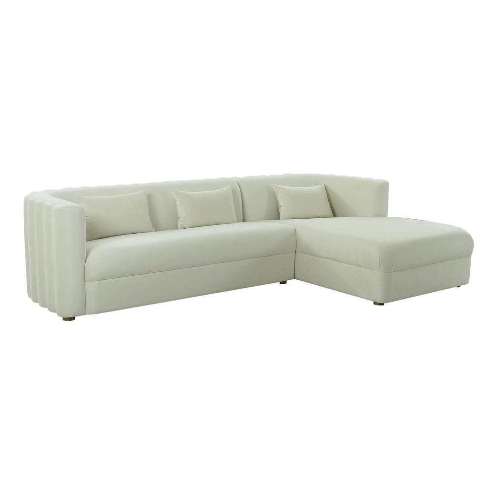 Callie Cream Velvet Sectional - RAF. Picture 1