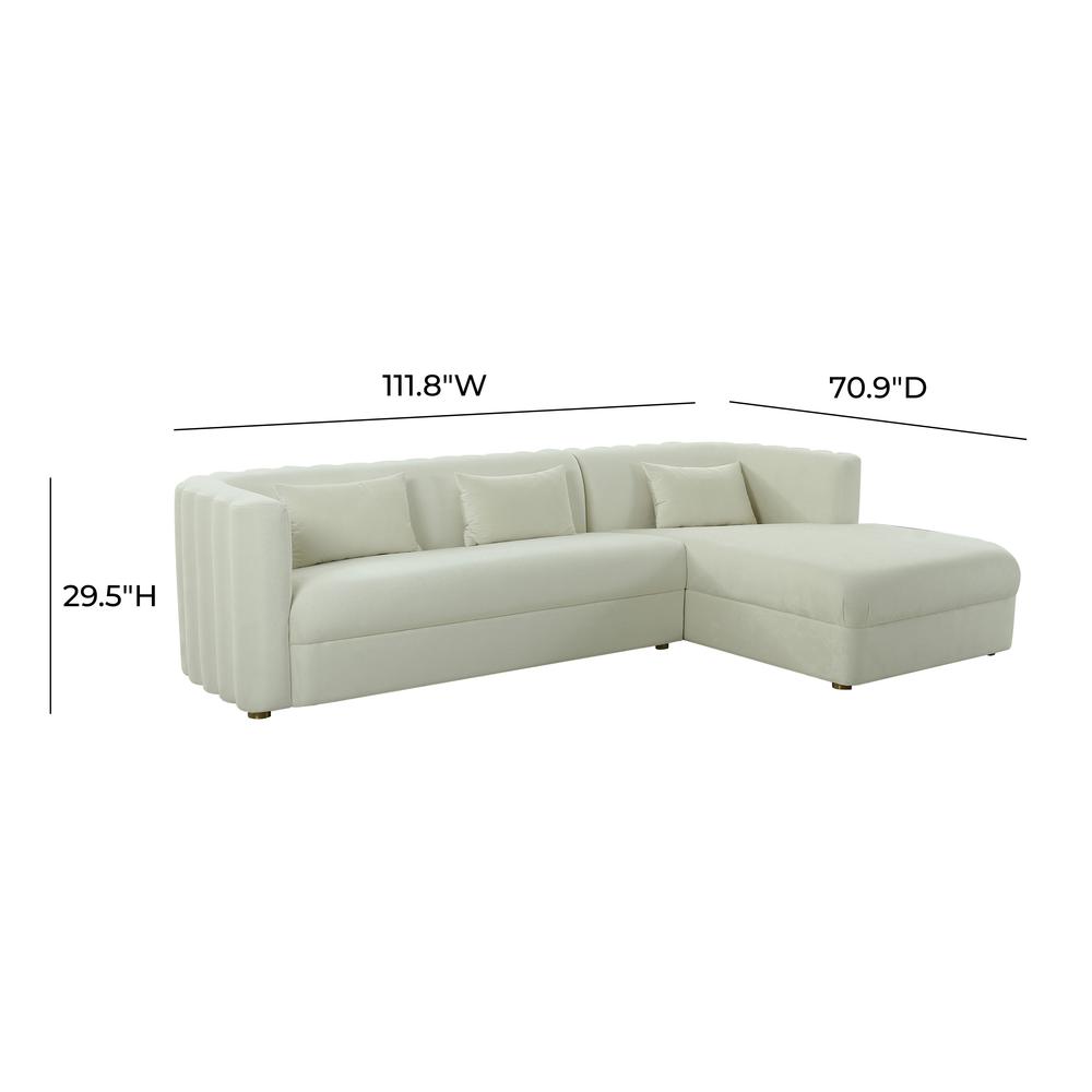 Callie Cream Velvet Sectional - RAF. Picture 10