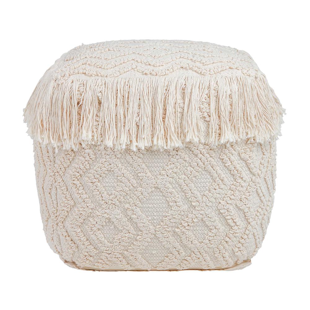 Inca Pouf Tassled Edges With Geometric Patterns. Picture 1