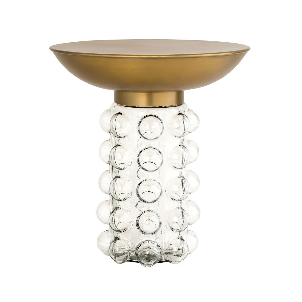 Bubble Glass/Brass Side Table. Picture 1