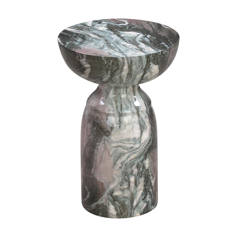 Sophisticated Grey and Blush Marble Side Table with Durable Concrete Design. Picture 1