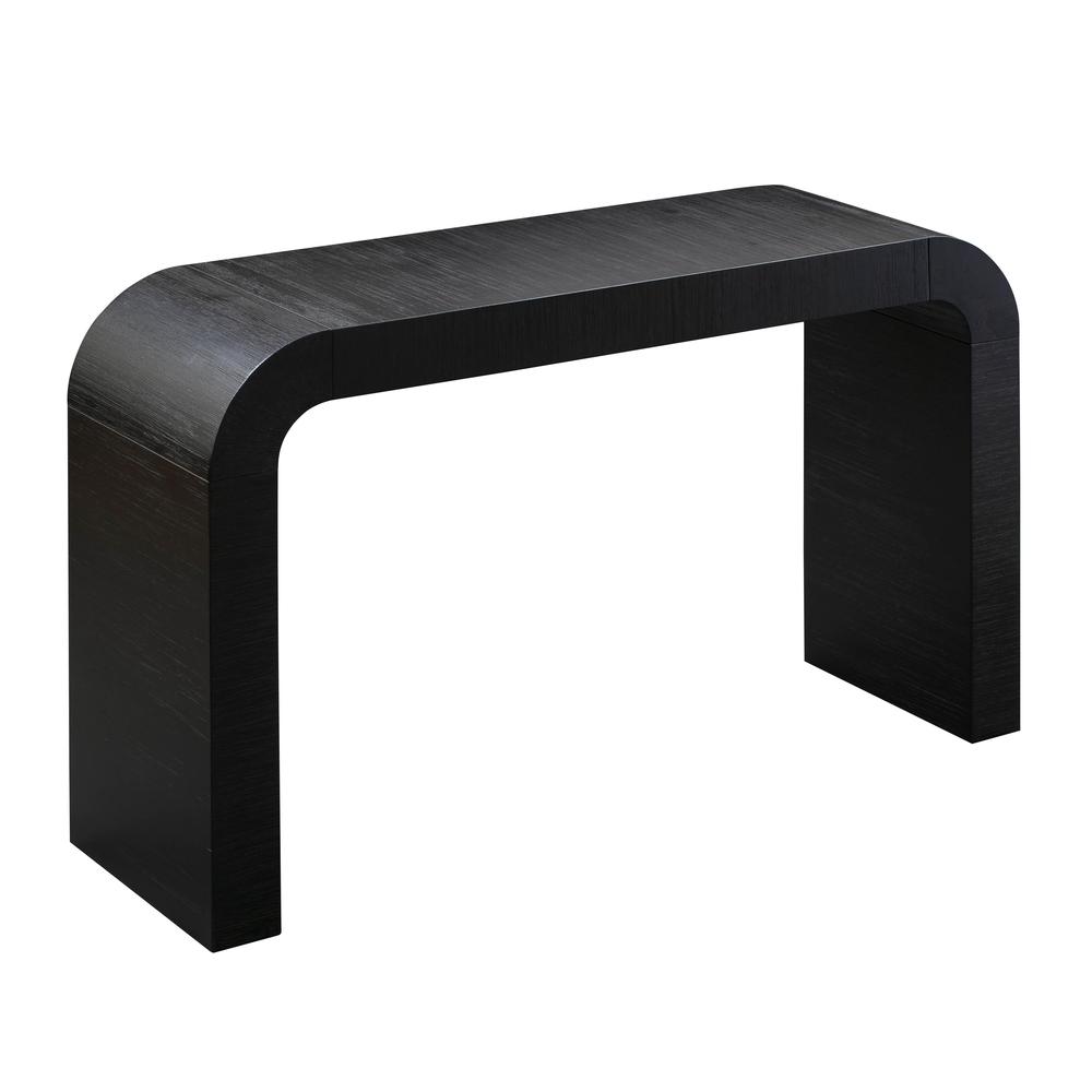 Sleek Curved Black Console Table for Contemporary Entryways and Living Spaces. Picture 1