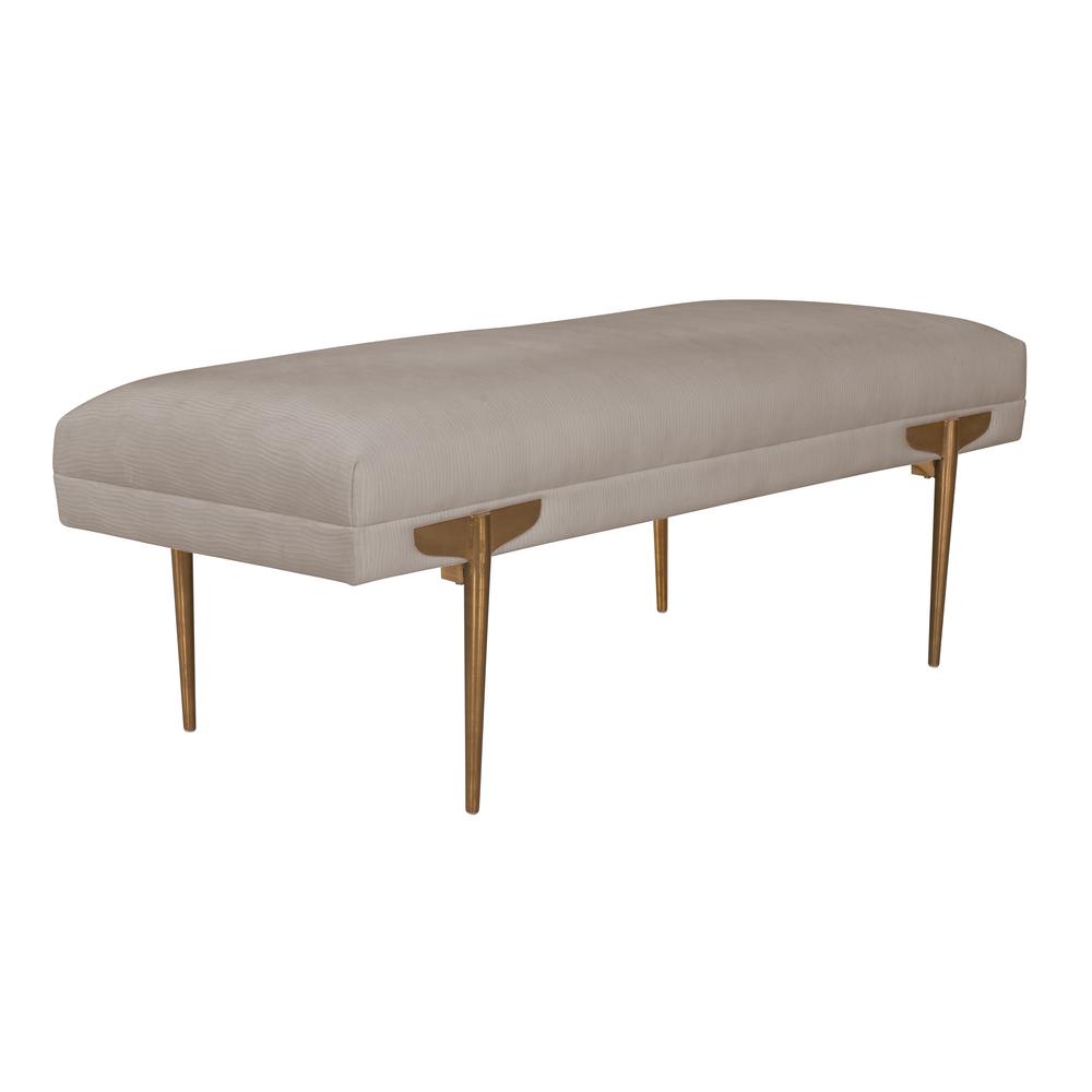 Brno White Waived Velvet Bench. Picture 1