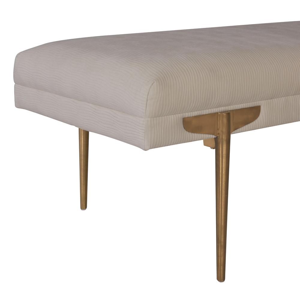 Brno White Waived Velvet Bench. Picture 7