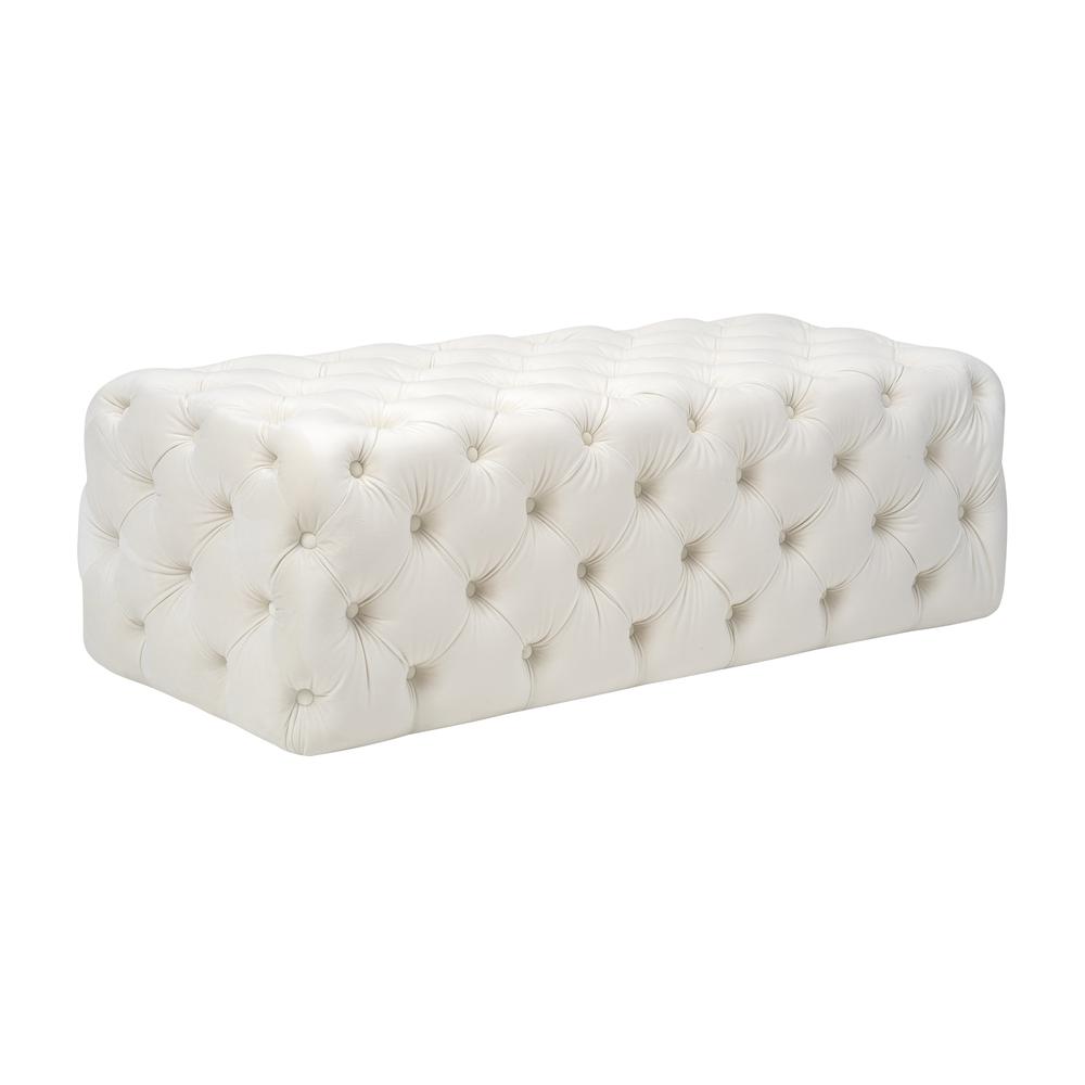 Kaylee Cream Velvet Ottoman. Picture 1