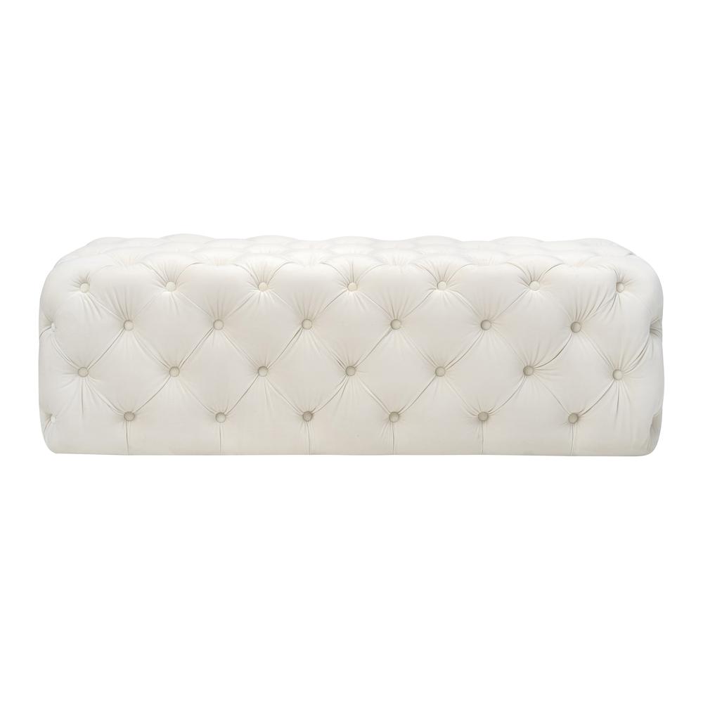 Kaylee Cream Velvet Ottoman. Picture 10