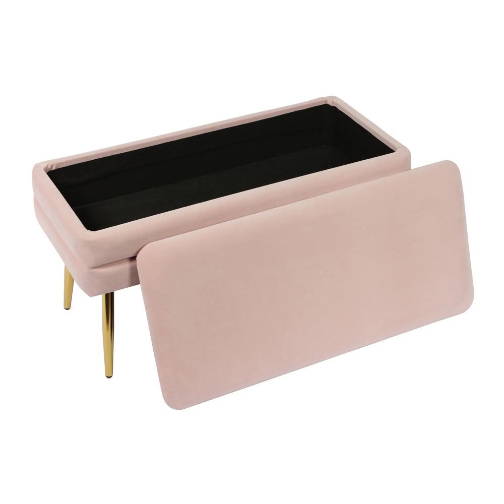 Ziva Blush Velvet Storage Bench. Picture 3