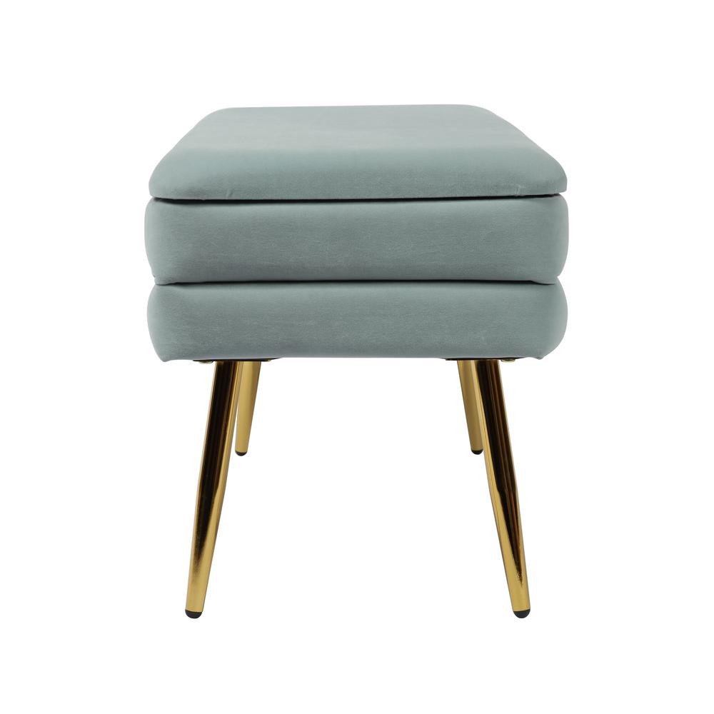 Ziva Sea Blue Velvet Storage Bench. Picture 3